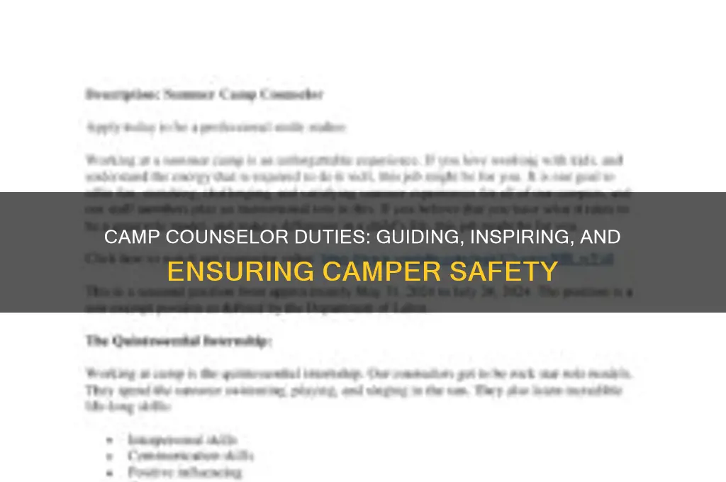 what are camp counselor responsibilities