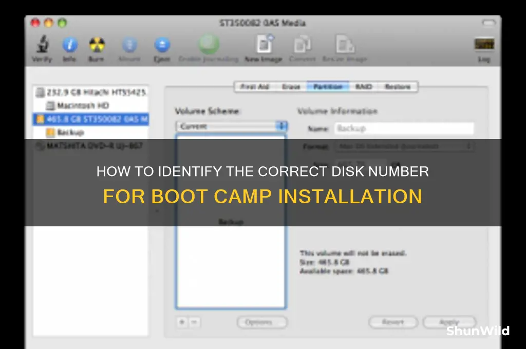 what disk number is to boot camp