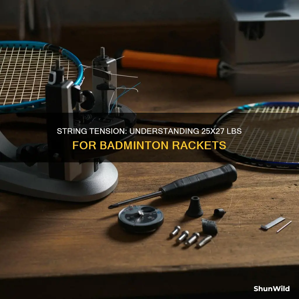 what does 25x27 badminton racket string tension mean