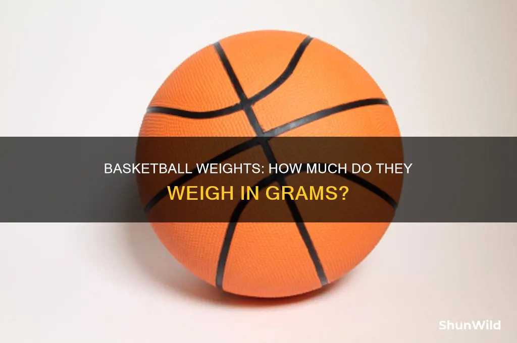 what does a basketball weigh in grams