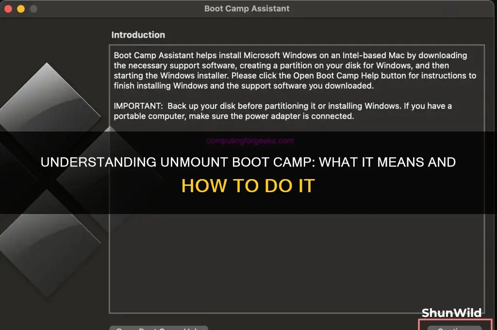 what does unmount boot camp mean