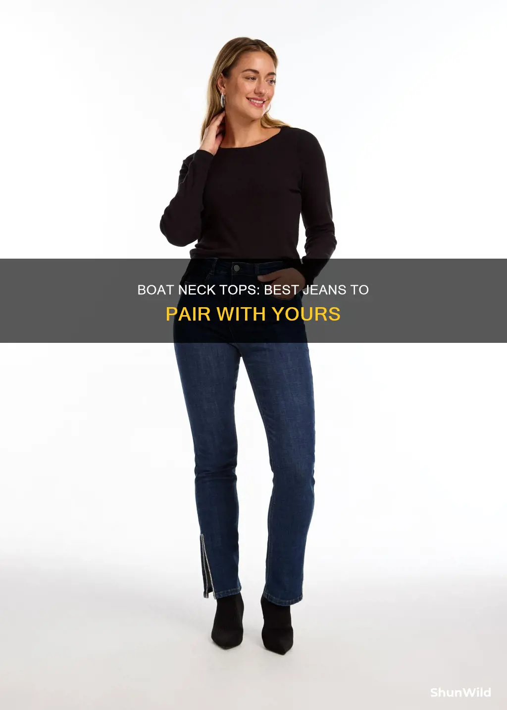 what jeans go with a boat neck top