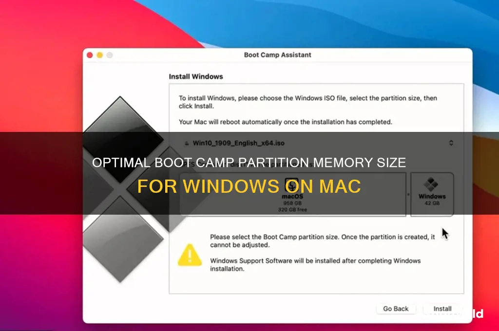 what size memory for boot camp partition
