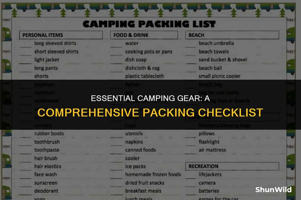 what to pack camping equipment