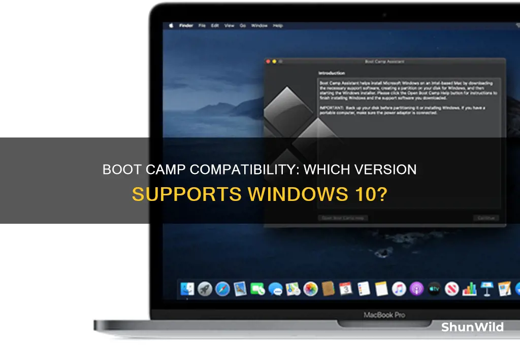 what version of boot camp supports windows 10