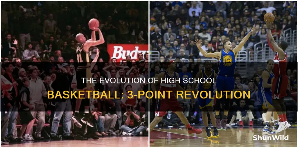 when did 3 point shot start in high school basketball
