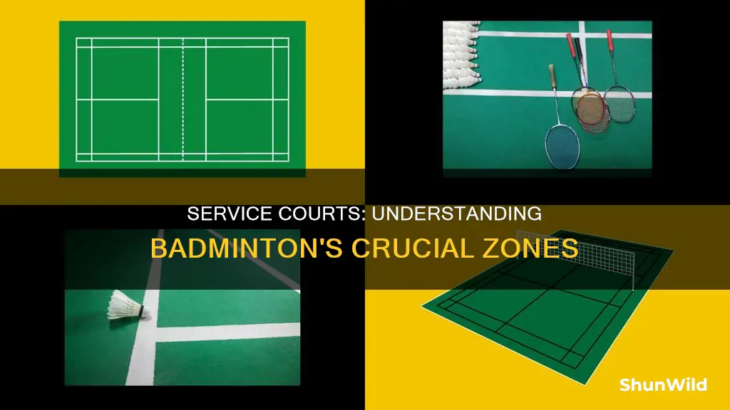 where are the service courts located in badminton