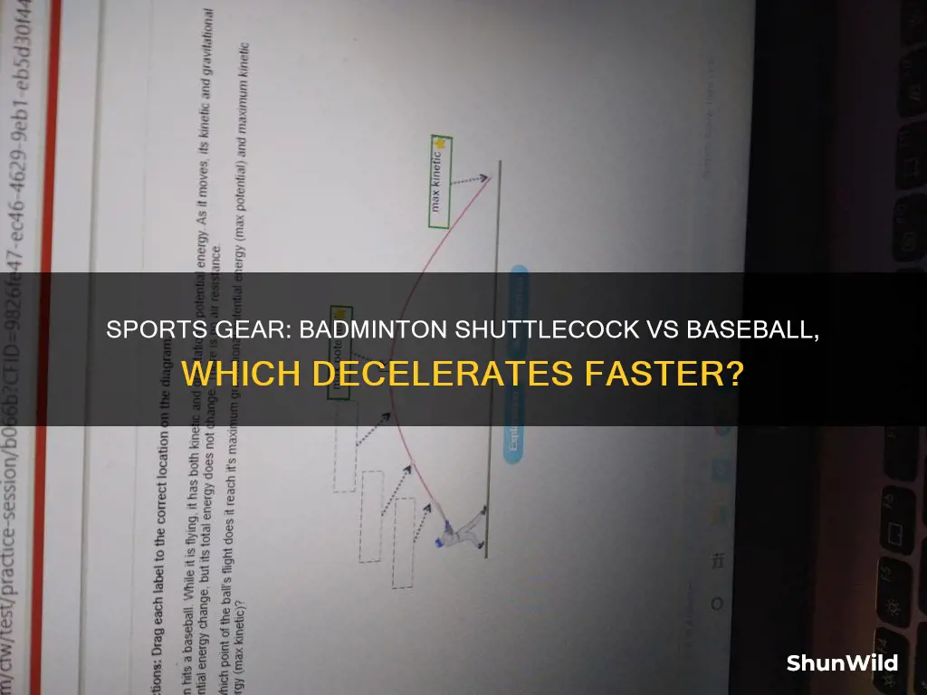 which decelerates faster a badminton shuttlecock or a baseball