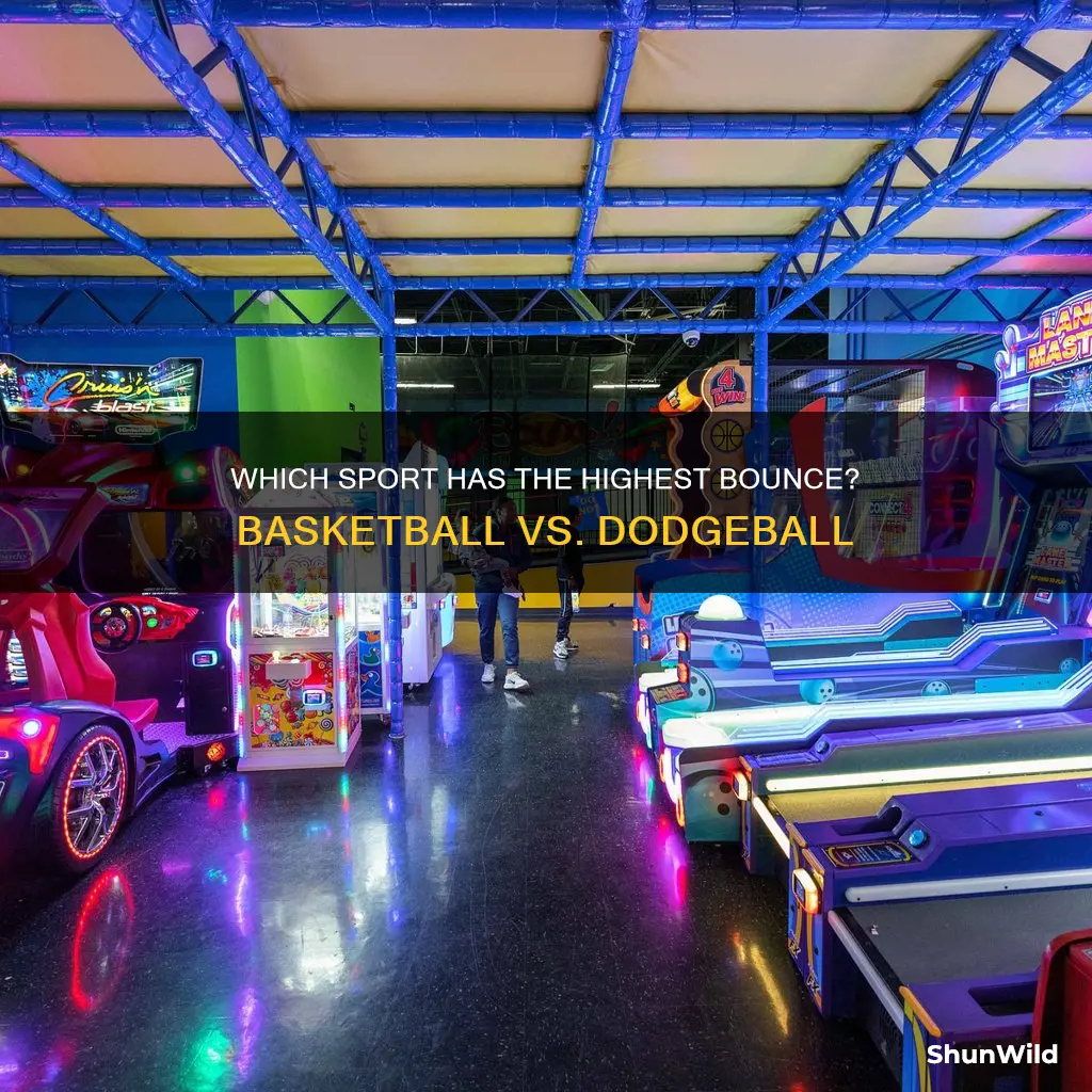 which will bounce the highes out of basketball and dodgeball