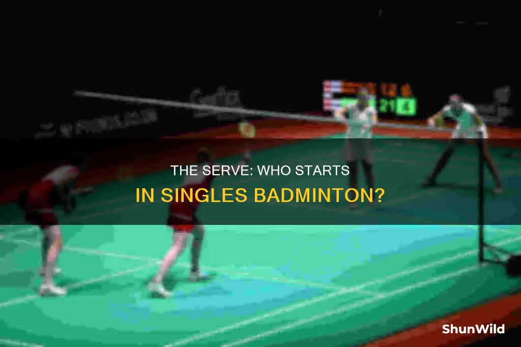 who serves first in badminton singles