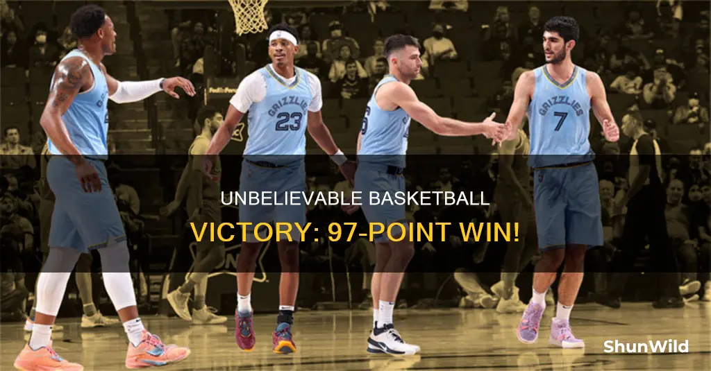 who won by 97 pointes in basketball