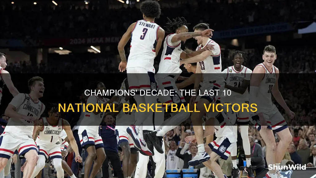 who won the last 10 national championships basketball
