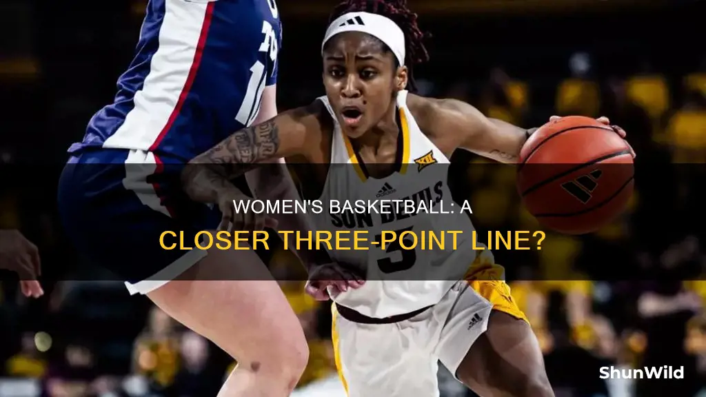 why is the three-point line in womans basketball closer